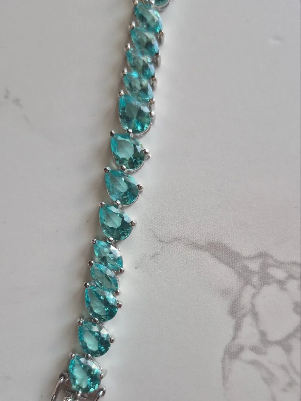 925 Sterling Silver Bright Aqua Tennis Bracelet